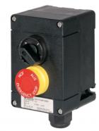 Ex-control unit GHG 411 82, 1 x control switch SCT, label  0 - I ,1 x mushroom-head pushbutton SGT, EMERGENCY-STOP