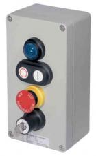 Ex-control unit GHG 413, 1 x signal lamp SIL, 1 x double push-button DDT, 1 x mushroom-head push-button SGT, 1 x key operated switch SLS