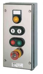 Ex-control unit GHG 414, 1 x signal lamp SIL, 2 x pushbutton DRT, 1 x mushroom-head pushbutton SGT