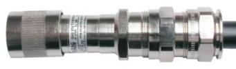 eXLink 4 pole + PE Plug 1.5 mm crimp, nickel plated brass, armoured cable diameter 12-21mm, with locking device